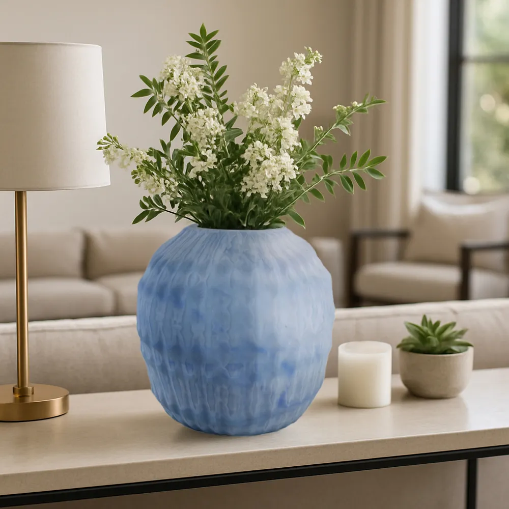 KIRBYWAY BLUE GLASS VASE 11 (IN)