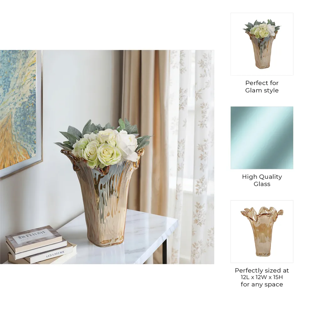CLAYMORE BROWN GLASS VASE 15 (IN)