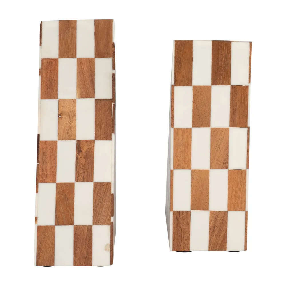 ALECSHAW SET OF 2 IVORY BOOKENDS 7 (IN)
