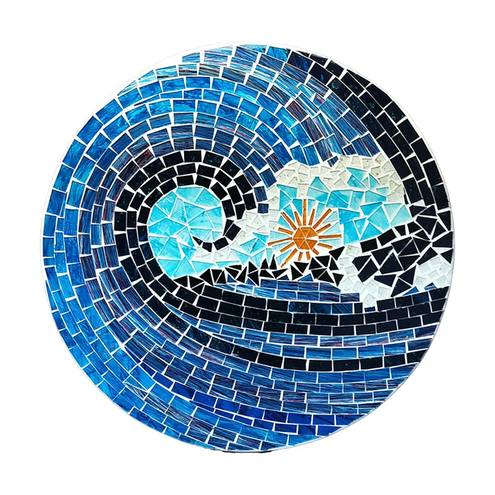 15-3/4" ROUND MOSAIC WAVES PLAQUE