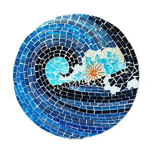 15-3/4" ROUND MOSAIC WAVES PLAQUE 1