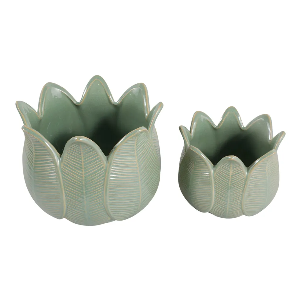 BRADYRIDGE SET OF 2 GREEN PLANTER 7 (IN)