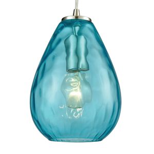 Lagoon 6'' Wide 1-Light Mini Pendant - Satin Nickel with Aqua 4