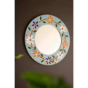 Round Mosaic Tile Flower Mirror 3