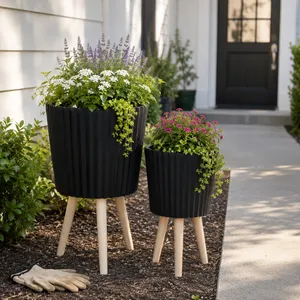 GLASTONCREST SET OF 2 BLACK PLANTER 21 (IN) 12