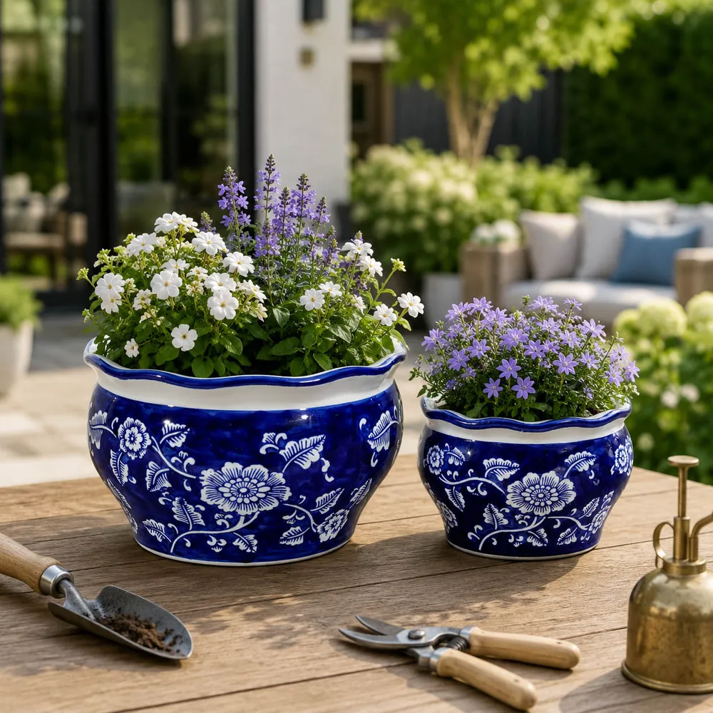 HENLEYDALE SET OF 2 BLUE PLANTER 6 (IN)