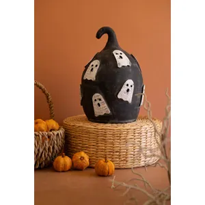 Black Clay Pumpkin with Ghosts Luminary 2