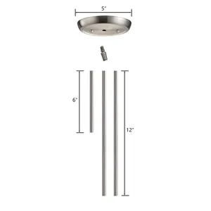 Rod Kit 1x6-inch 2x12-inch Extensions - Satin Nickel 2