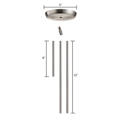 Rod Kit 1x6″ and 2x12″ Extensions - Satin Nickel