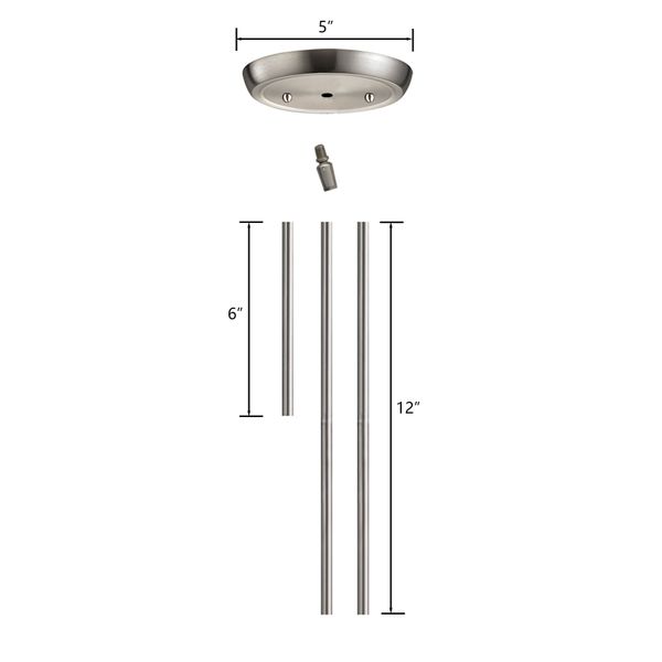 Rod Kit 1x6-inch 2x12-inch Extensions - Satin Nickel