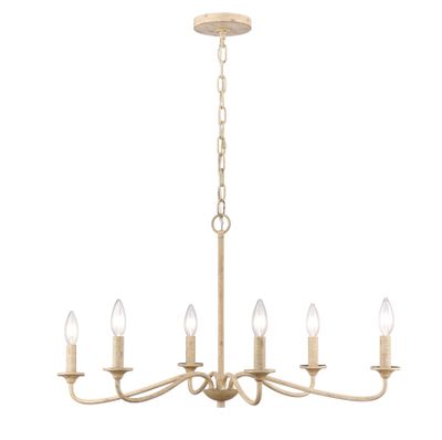 Ellisville 30″ Wide 6-Light Chandelier - Antique Cream
