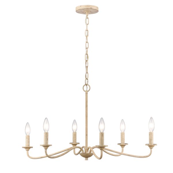 Ellisville 30'' Wide 6-Light Chandelier - Antique Cream