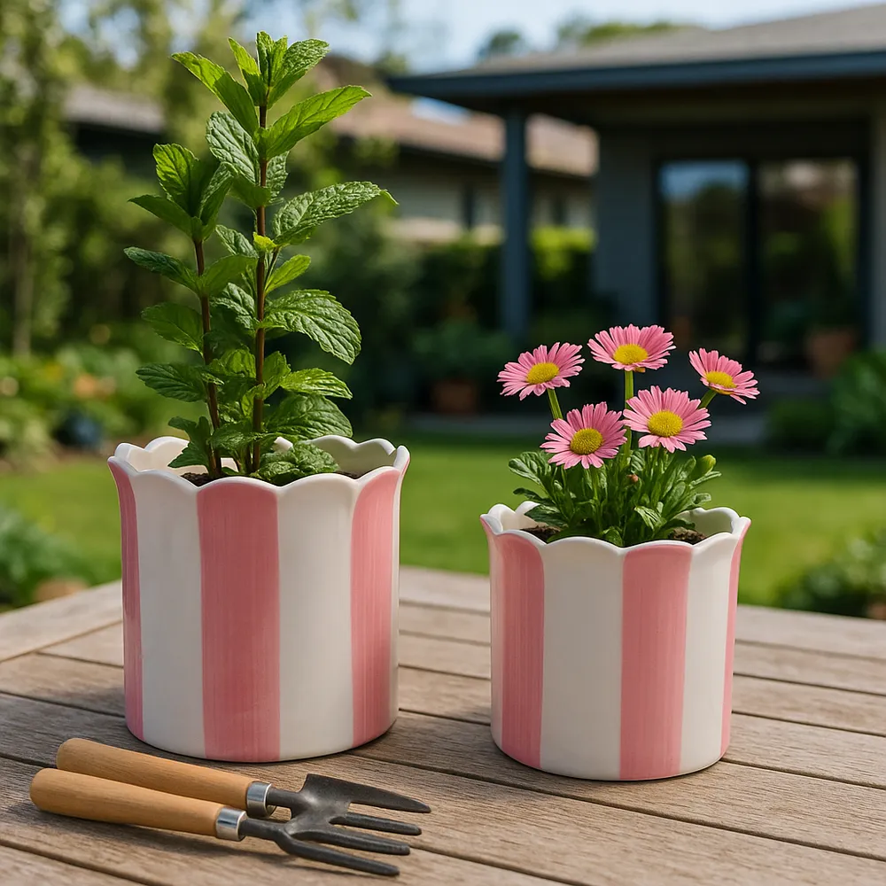 RAFESHAW SET OF 2 PINK PLANTER 7 (IN)