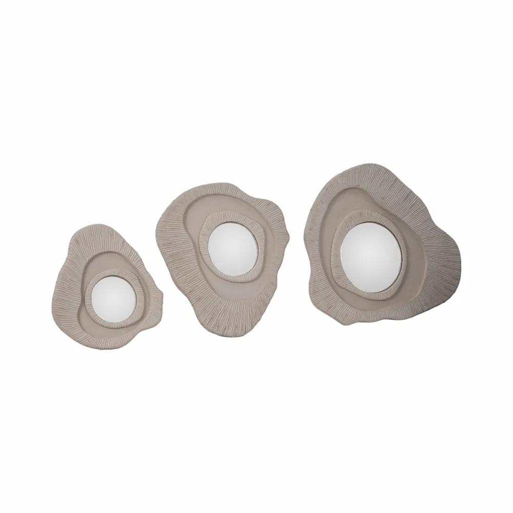 BROGANWICK SET OF 3 IVORY MIRRORS 25 (IN)