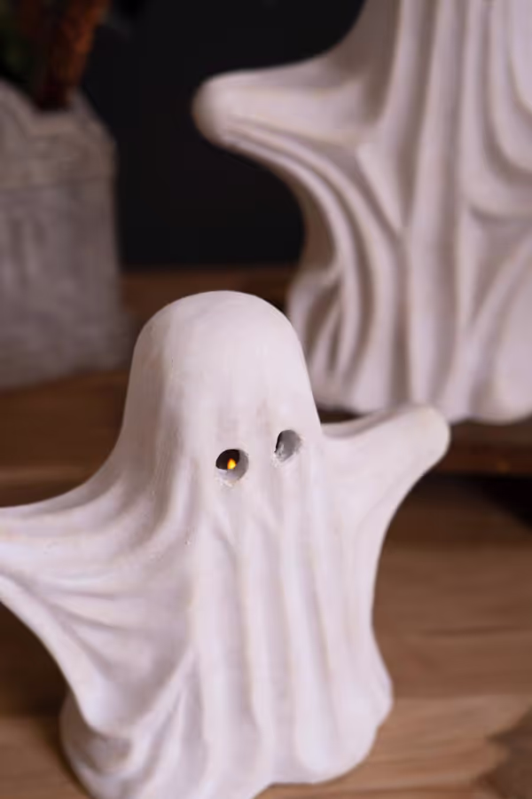 Set of 2 Cement Halloween Ghosts