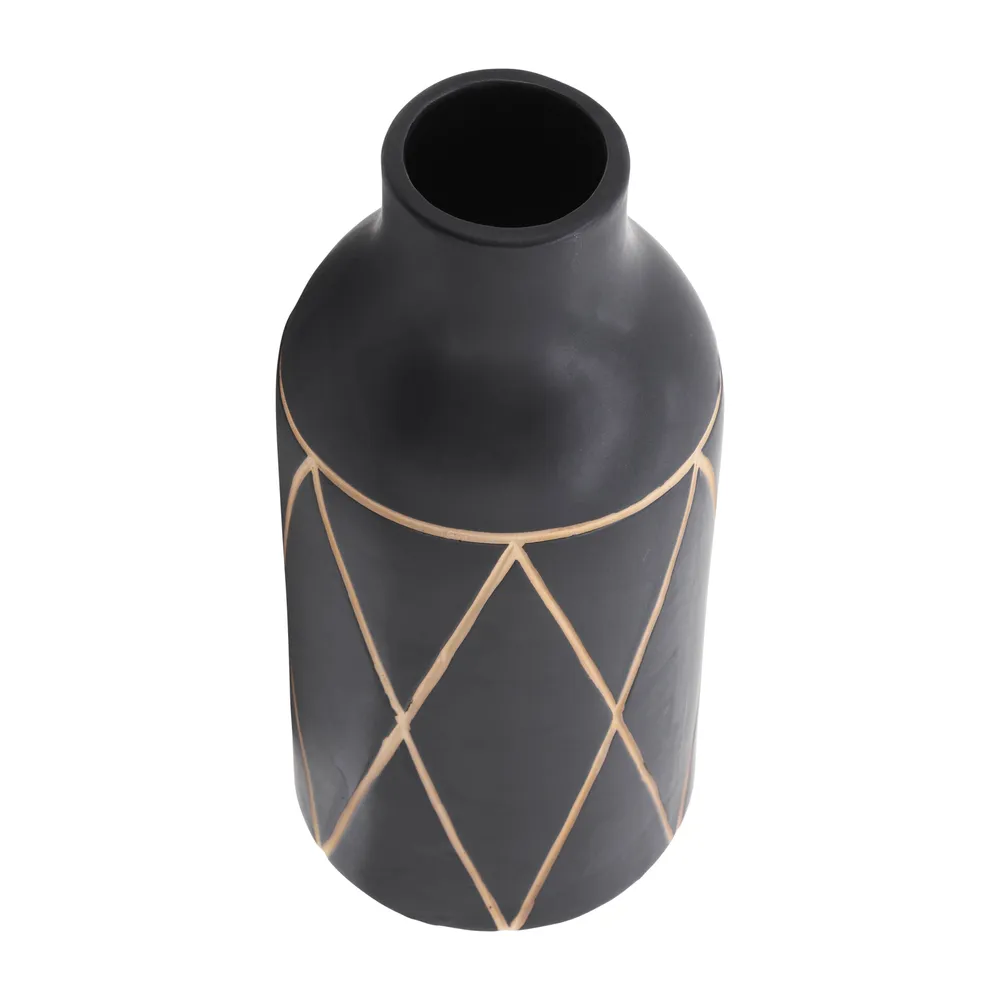 FENTONMOOR BLACK VASE 16 (IN)
