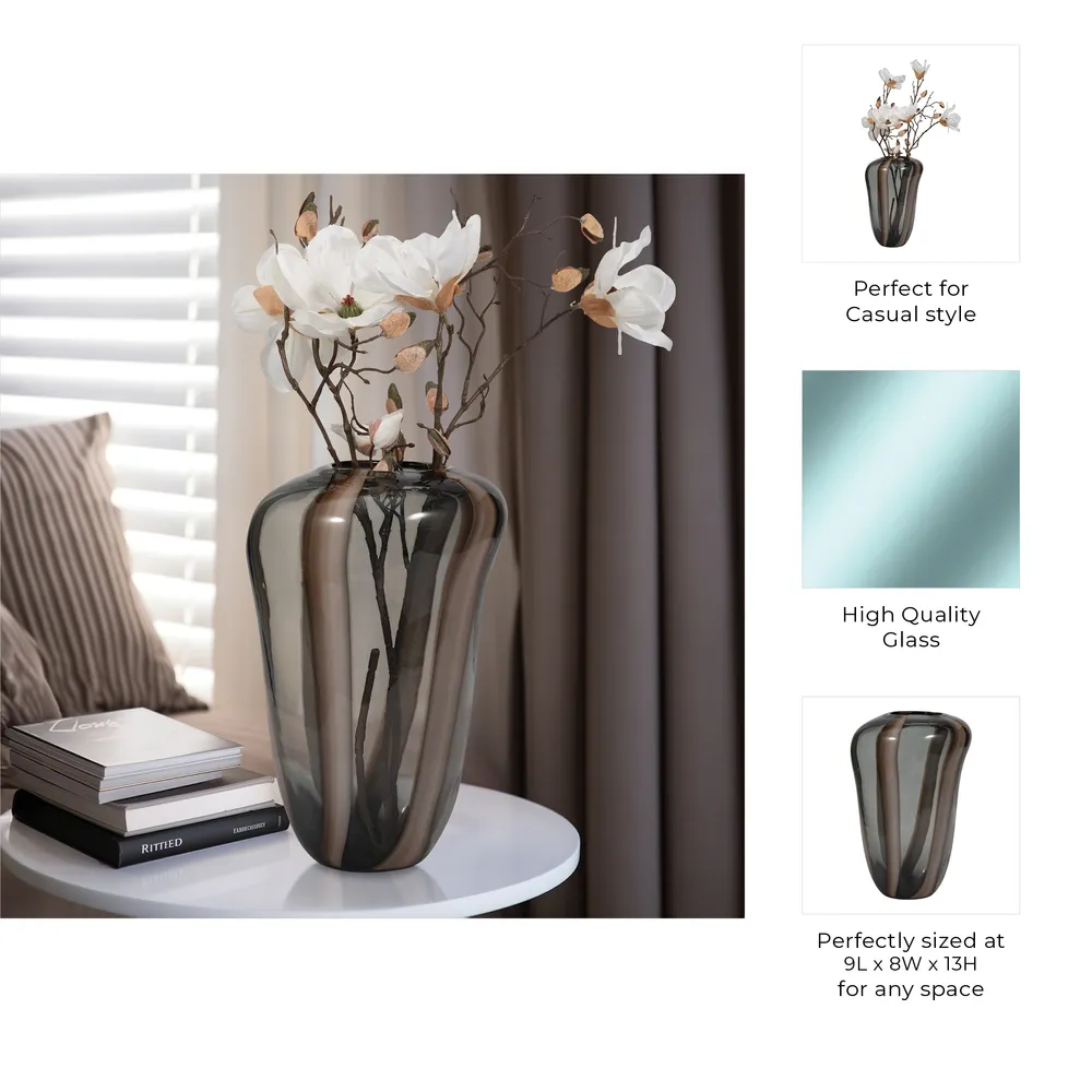 VALEBROOK BROWN GLASS VASE 13 (IN)