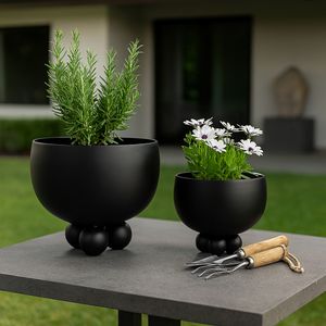 SLATEOAK SET OF 2 BLACK PLANTER 10 (IN) 10