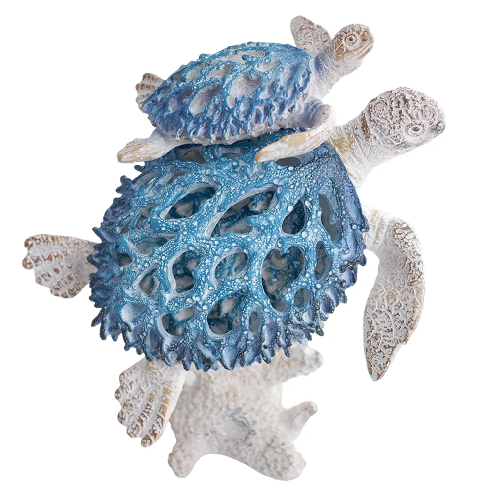8" MOM AND BABY TURTLE ON CORAL