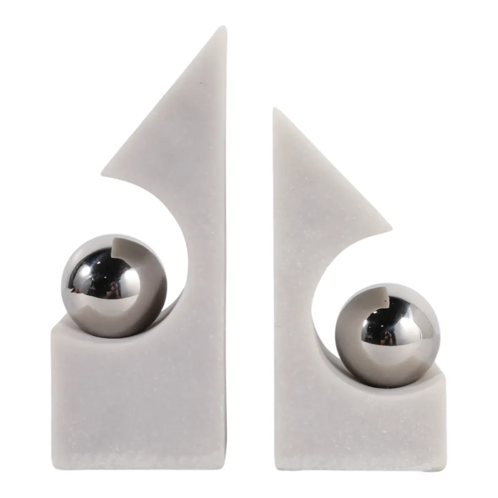 HAZENLAKE SET OF 2 WHITE BOOKENDS 10 (IN)