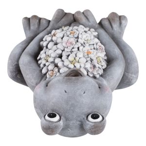 13X10" SITTING FROG WITH SOLAR FLOWERS, GREY MULTI 7