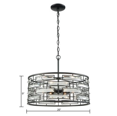 Lineo 20″ Wide 6-Light Chandelier - Matte Black