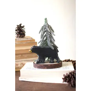 Wooden Bear with Christmas Tree 1