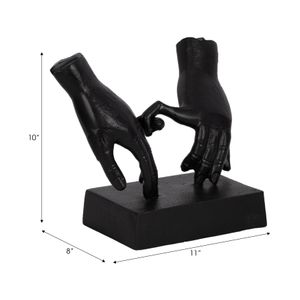 METAL,9"H,ENTWINED HANDS SCULPTURE, BLACK 9