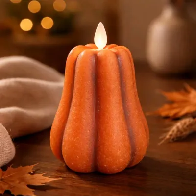 Orange Pumpkin Moving Flame LED Candle 3.8x4.7in