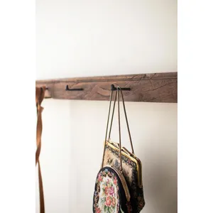 Recycled Wood Coat Rack with Forged Iron Hooks 2