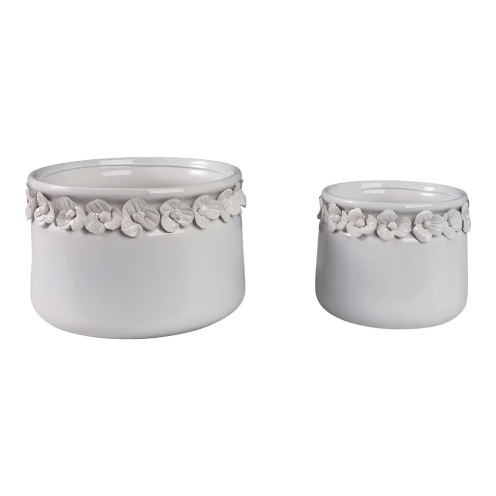 CROSBYGROVE SET OF 2 WHITE PLANTER 7 (IN)