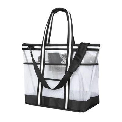 PREMIUM COATED MESH XL BEACH BAG - TURQ