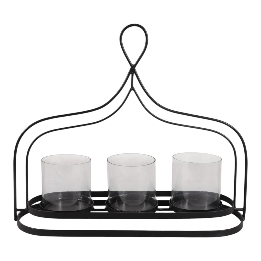 DUNELEY BLACK CANDLE HOLDER 14 (IN)
