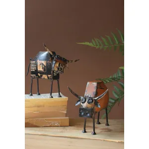 Set of 2 Recycled Iron Steers 1