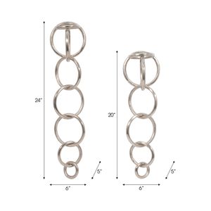S/2 20/24" DAYTON METAL CHAIN WALL DECOR, SILVER 7