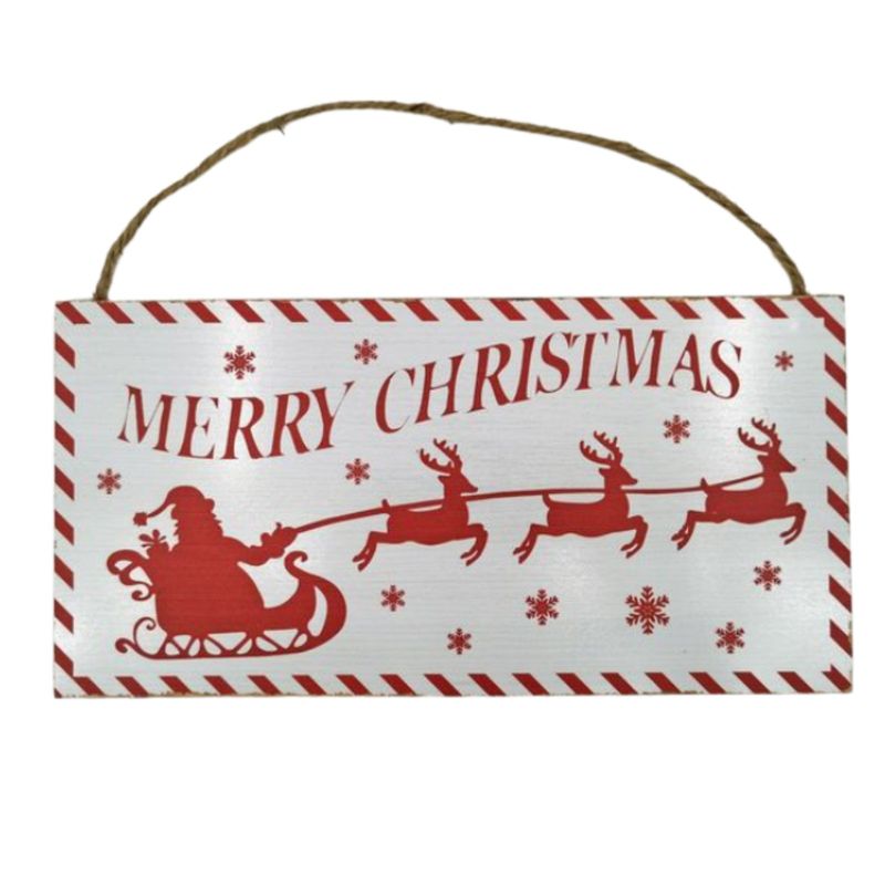 11.8" x 6" Santa with Sleigh Wood Sign