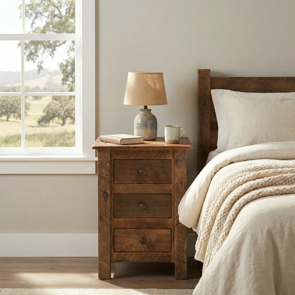 Barnwood Three Drawer Nightstand