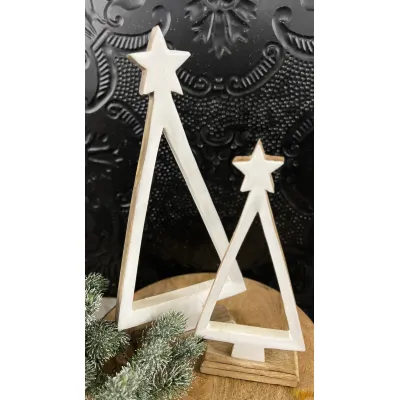 White Enamel Hollow Tree 16x7.5in