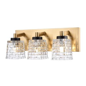 Candace 15.75'' Wide 3-Light Vanity Light - Satin Brass with Matte Black 1