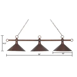 Designer Classics 58'' Wide 3-Light Linear Chandelier - Antique Copper 2