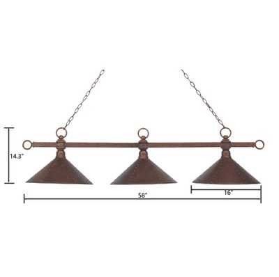 Designer Classics 58″ Wide 3-Light Linear Chandelier - Antique Copper