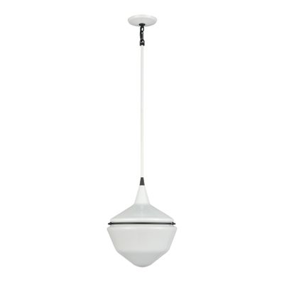 Mid-Century Schoolhouse 12″ Wide 1-Light Mini Pendant - Enamel White