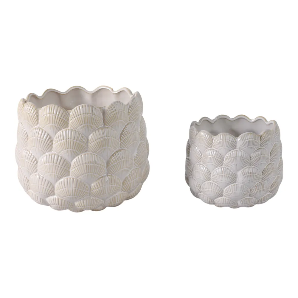 HARKENCREST SET OF 2 WHITE PLANTER 8 (IN)