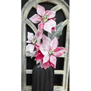Frosted Red Poinsettia Pick 33.5in 1