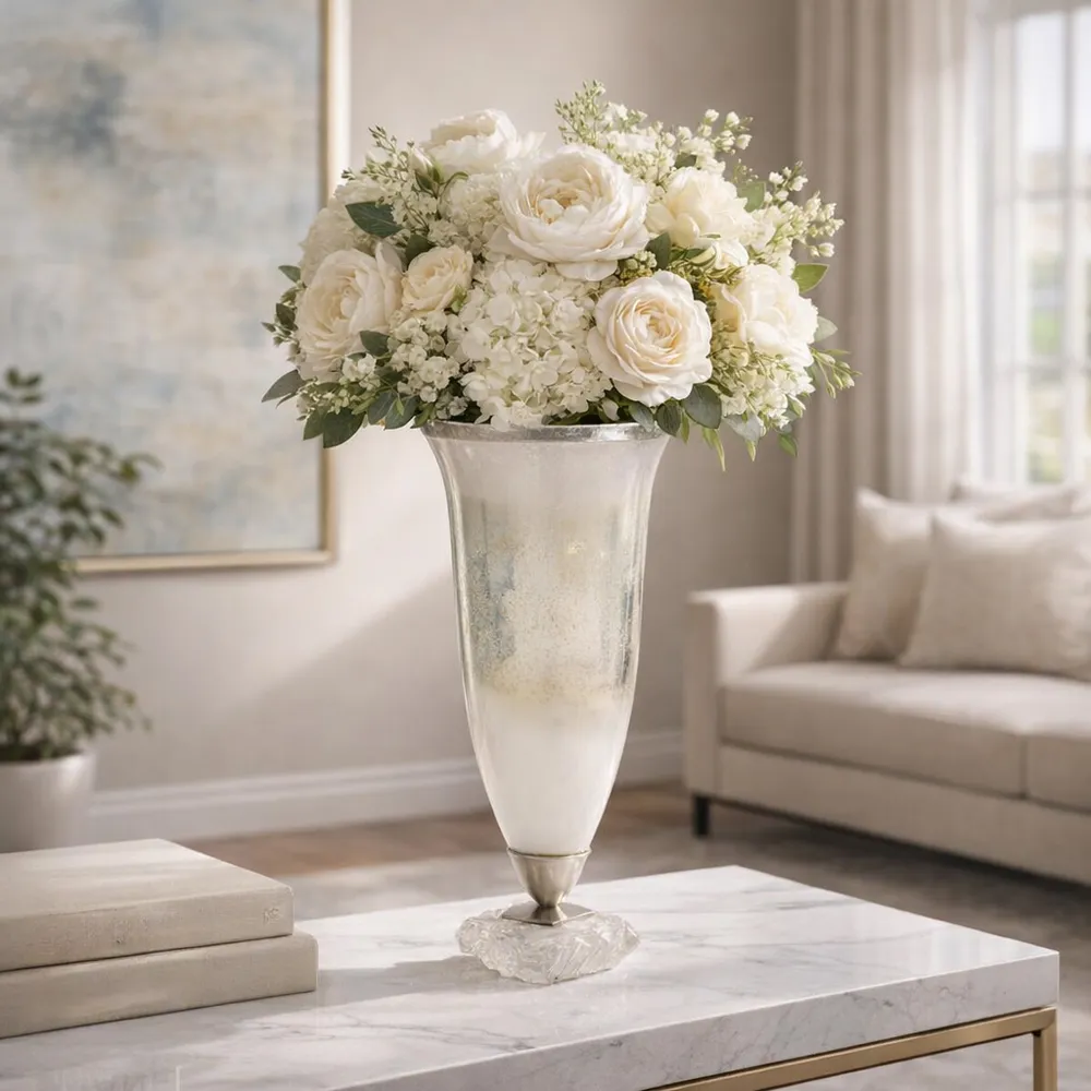DAMIENVIEW SILVER GLASS VASE 18 (IN)