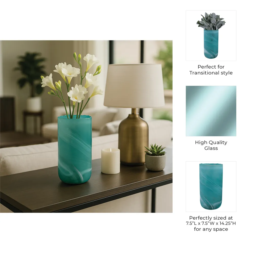 PARKERGROVE TURQUOISE GLASS VASE 15 (IN)