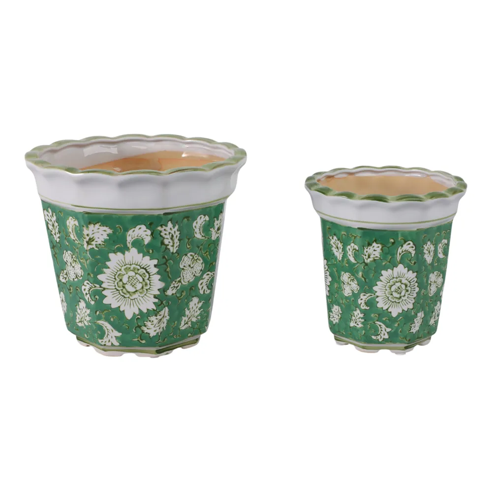 AIDENRIDGE SET OF 2 GREEN PLANTER 8 (IN)