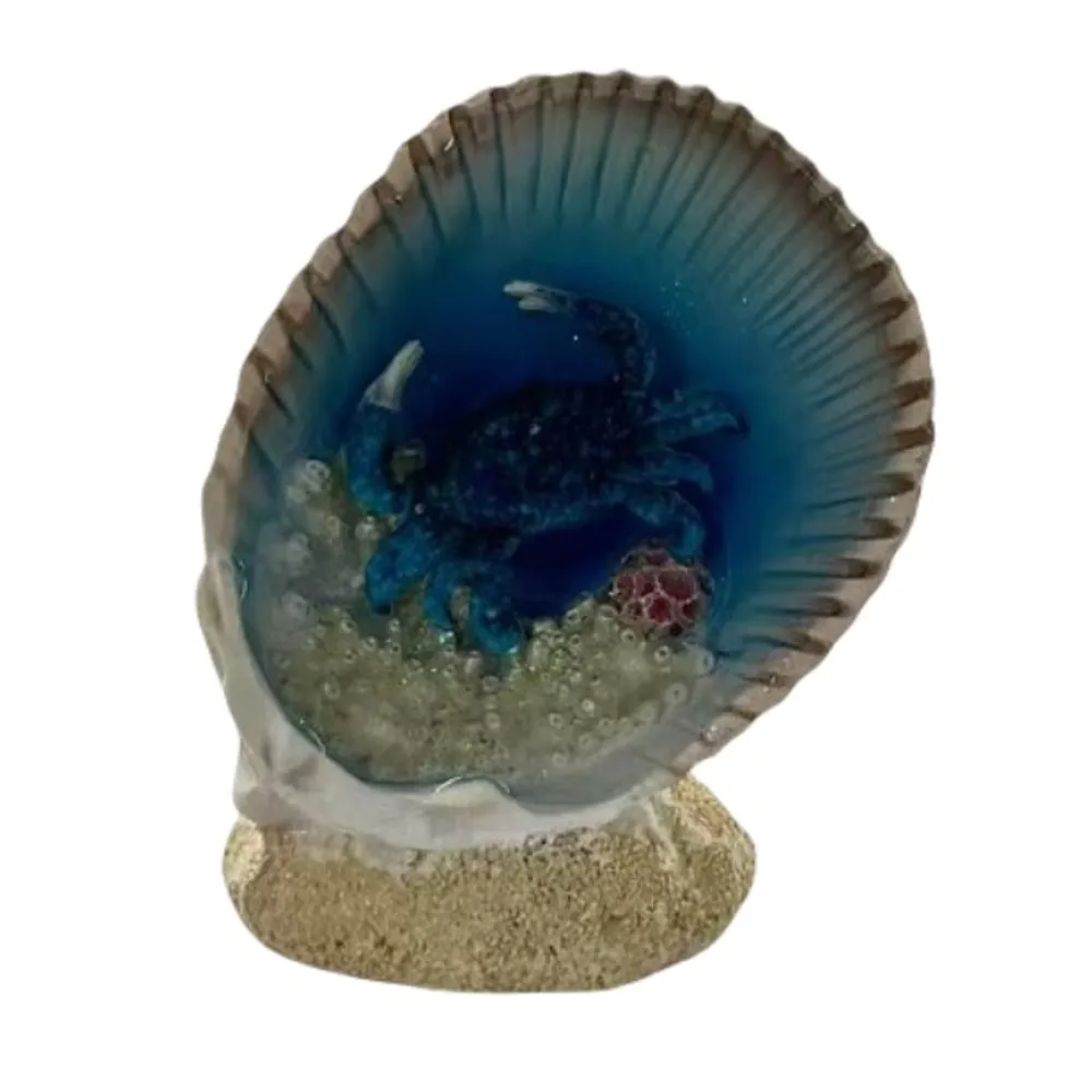 3" BLUE CRAB IN SHELL FIGURINE