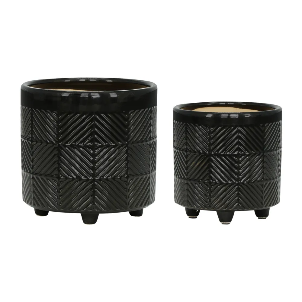 EMMETLAKE SET OF 2 BLACK PLANTER 8 (IN)