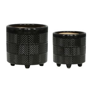 EMMETLAKE SET OF 2 BLACK PLANTER 8 (IN) 1